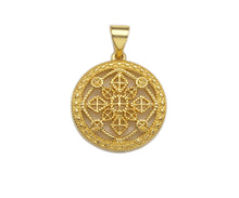 Load image into Gallery viewer, Dainty Gold Hollowed-out Rhombus Round Charms, Dainty Charms, Gold  Pendant, Round Necklace Charms, 17x19mm, Sku#F1302