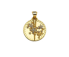 Load image into Gallery viewer, CZ Micro Pave Embossed Blossom Thorn Coin Shape Pendant, 18K Gold Medallion Charm, Necklace Bracelet Charm Pendant,18mm,Sku#FH166