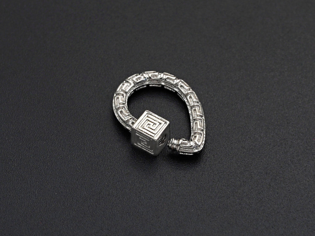 NEW Engraved Teardrop Shape Clasp, CZ Pave Clasp, Gold/Silve