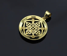 Load image into Gallery viewer, Dainty Gold Hollowed-out Rhombus Round Charms, Dainty Charms, Gold  Pendant, Round Necklace Charms, 17x19mm, Sku#F1302