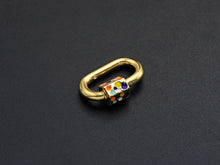 Load image into Gallery viewer, NEW Colorful Enamel Oval Shape Clasp, CZ Pave Clasp, Gold/Silver/Rose Gold/Gunmetal Carabiner Clasp, 15x22mm, sku#H230