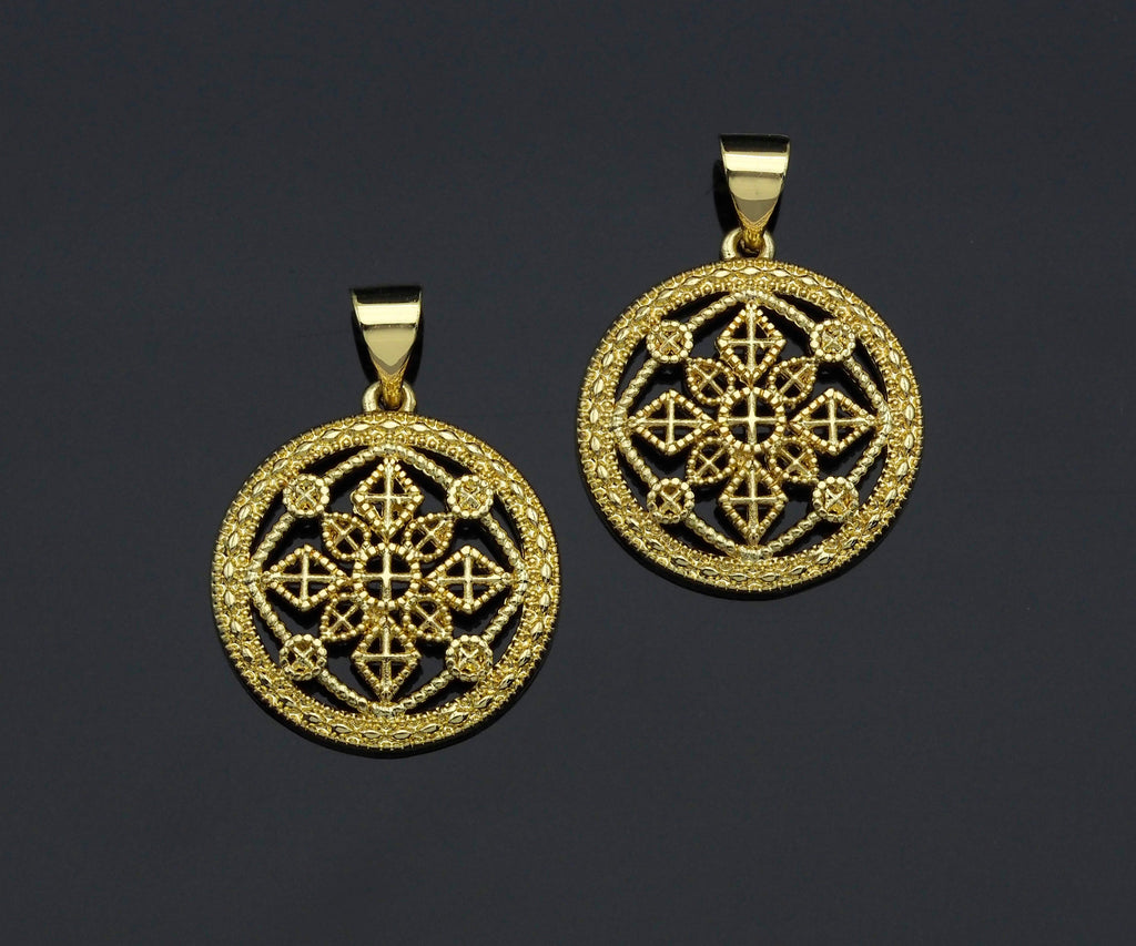 Dainty Gold Hollowed-out Rhombus Round Charms, Dainty Charms, Gold  Pendant, Round Necklace Charms, 17x19mm, Sku#F1302