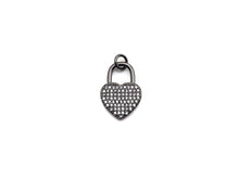 Load image into Gallery viewer, CZ Micro Pave Heart Lock Pendant, Cubic Zirconia Heart Pendant, Gold/Rose Gold/Black Tone pendant, 13x18mm, sku#F1124