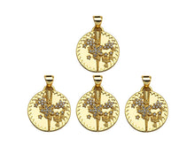 Load image into Gallery viewer, CZ Micro Pave Embossed Blossom Thorn Coin Shape Pendant, 18K Gold Medallion Charm, Necklace Bracelet Charm Pendant,18mm,Sku#FH166