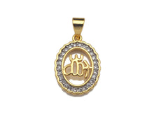 Load image into Gallery viewer, Dual Color CZ Micro Pave Oval Charms, 13x18mm, Sku#F1279C