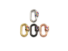 Load image into Gallery viewer, NEW Colorful Enamel Oval Shape Clasp, CZ Pave Clasp, Gold/Silver/Rose Gold/Gunmetal Carabiner Clasp, 15x22mm, sku#H230