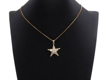 Load image into Gallery viewer, Bagette CZ Micro Pave Five Star Shape Pendant, Cubic Zirconia Pendant, Silver/Gold Tone, 30mm, Sku#FH67