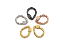 Load image into Gallery viewer, NEW Engraved Teardrop Shape Clasp, CZ Pave Clasp, Gold/Silve