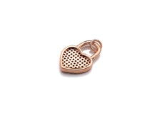 Load image into Gallery viewer, CZ Micro Pave Heart Lock Pendant, Cubic Zirconia Heart Pendant, Gold/Rose Gold/Black Tone pendant, 13x18mm, sku#F1124