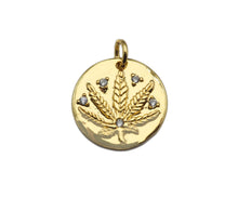 Load image into Gallery viewer, CZ Micro Pave Maple Leaf  On Round Coin Pendant/Charm,Cubic Zirconia Charm, Necklace Bracelet Charm Pendant,16x16mm, Sku#L407