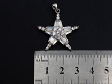 Load image into Gallery viewer, Bagette CZ Micro Pave Five Star Shape Pendant, Cubic Zirconia Pendant, Silver/Gold Tone, 30mm, Sku#FH67