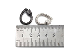 Load image into Gallery viewer, NEW Engraved Teardrop Shape Clasp, CZ Pave Clasp, Gold/Silve