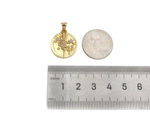 Load image into Gallery viewer, CZ Micro Pave Embossed Blossom Thorn Coin Shape Pendant, 18K Gold Medallion Charm, Necklace Bracelet Charm Pendant,18mm,Sku#FH166