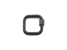Load image into Gallery viewer, NEW Engraved Square Shape Clasp, CZ Pave Clasp, Gold/Silver/Rose Gold/Gunmetal Carabiner Clasp, 22mm, sku#H207