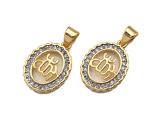Load image into Gallery viewer, Dual Color CZ Micro Pave Oval Charms, 13x18mm, Sku#F1279C