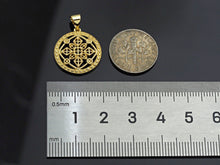 Load image into Gallery viewer, Dainty Gold Hollowed-out Rhombus Round Charms, Dainty Charms, Gold  Pendant, Round Necklace Charms, 17x19mm, Sku#F1302