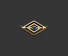Load image into Gallery viewer, Gold Filled Cobalt CZ Micro Pave Evil Eye Rhombus Shape Pendant,14K Gold Filled Evil Eye Charm, Necklace Bracelet Pendant,11x19mm,Sku#CP26