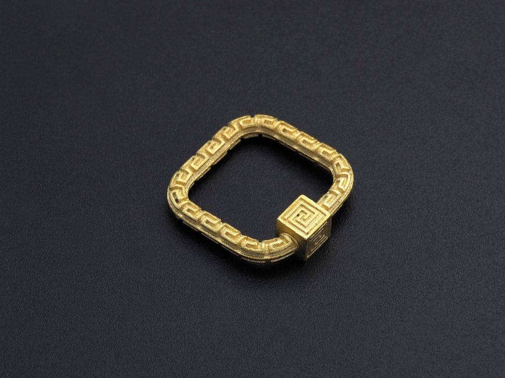 NEW Engraved Square Shape Clasp, CZ Pave Clasp, Gold/Silver/Rose Gold/Gunmetal Carabiner Clasp, 22mm, sku#H207