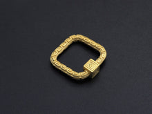 Load image into Gallery viewer, NEW Engraved Square Shape Clasp, CZ Pave Clasp, Gold/Silver/Rose Gold/Gunmetal Carabiner Clasp, 22mm, sku#H207