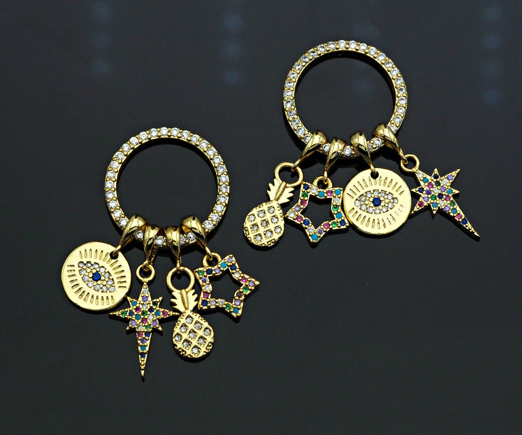 Pave North Star Evil Eye Pineapple Cubic Zirconia, F1197