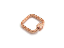 Load image into Gallery viewer, NEW Engraved Square Shape Clasp, CZ Pave Clasp, Gold/Silver/Rose Gold/Gunmetal Carabiner Clasp, 22mm, sku#H207