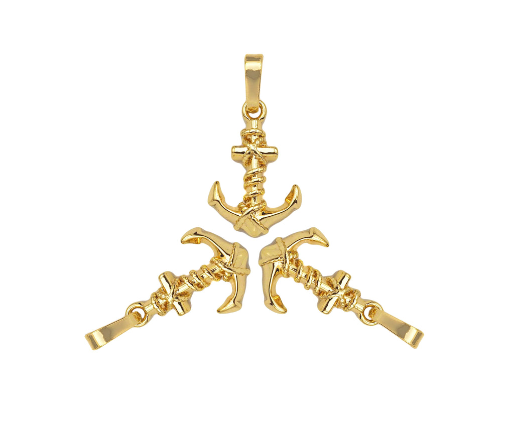 Boat Anchor Shape Pendant/Charm, 18K Gold Charm, Necklace Bracelet Charm Pendant,11x17mm,Sku#FH167