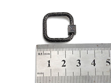 Load image into Gallery viewer, NEW Engraved Square Shape Clasp, CZ Pave Clasp, Gold/Silver/Rose Gold/Gunmetal Carabiner Clasp, 22mm, sku#H207