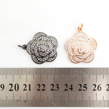 Load image into Gallery viewer, CZ Micro Pave Flower Pendant/Charm,Cubic Zirconia Paved Charm, Necklace Bracelet Charm Pendant, 23x25mm,sku#F493