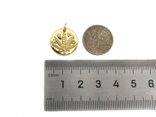 Load image into Gallery viewer, CZ Micro Pave Maple Leaf  On Round Coin Pendant/Charm,Cubic Zirconia Charm, Necklace Bracelet Charm Pendant,16x16mm, Sku#L407