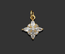 Load image into Gallery viewer, Gold Filled Big Clear CZ Micro Pave Flower Shape Pendant, 14K Gold Filled Charm, Necklace Bracelet Charm Pendant,12x15mm,Sku#CP27