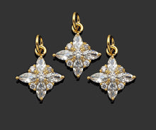 Load image into Gallery viewer, Gold Filled Big Clear CZ Micro Pave Flower Shape Pendant, 14K Gold Filled Charm, Necklace Bracelet Charm Pendant,12x15mm,Sku#CP27