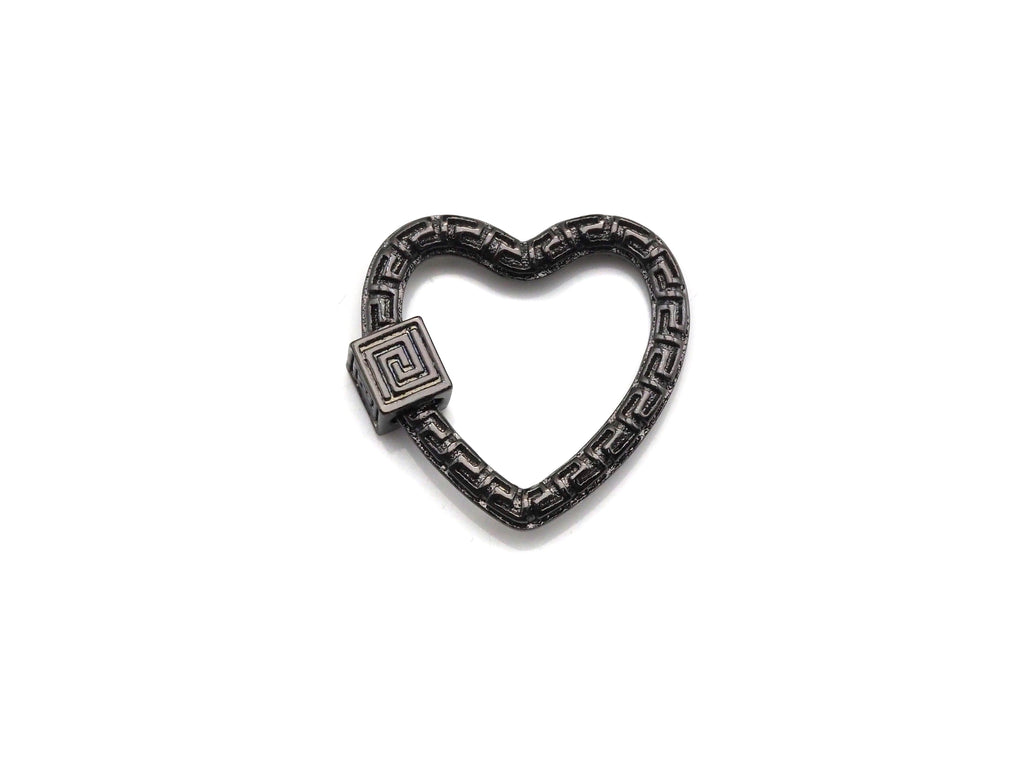 NEW Engraved Heart Shape Clasp, Heart Clasp, Gold/Silver/Rose Gold/Gunmetal Carabiner Clasp, 23mm, sku#H208
