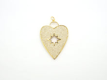 Load image into Gallery viewer, CZ Micro Pave Heart Pendant/Focal with Hollow out Star, Cubic Zirconia Large Heart Pendant Charm,48x33mm,sku#F519