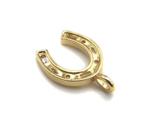 Load image into Gallery viewer, CZ Micro Pave Wishbone Shape Pendant, Cubic Zirconia Horseshoe Shape Charm, sku#L367