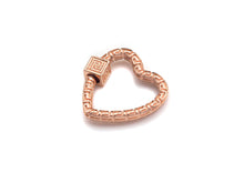 Load image into Gallery viewer, NEW Engraved Heart Shape Clasp, Heart Clasp, Gold/Silver/Rose Gold/Gunmetal Carabiner Clasp, 23mm, sku#H208