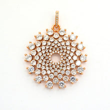 Load image into Gallery viewer, 40mm Large CZ Micro Pave Shiny Radial Flower Pendant/Charm, Cubic Zirconia Paved Charm, Filigree Necklace Bracelet Charm Pendant,sku#F506