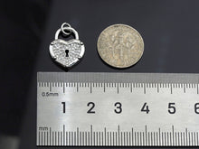 Load image into Gallery viewer, CZ Micro Pave Hollow Out Heart Shape Lock Pendant, Lock Pave Charm, Sku#F1184C