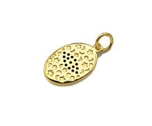 Load image into Gallery viewer, Cobalt Blue CZ Micro Pave Evil Eye On Oval Shape Pendant, 18K Gold Medallion Charm, Necklace Bracelet Charm Pendant,10x16mm,Sku#FH168