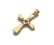 Load image into Gallery viewer, CZ Micro Pave Cross Shape Charm/Pendant, Gold Cross Shape Charm, Pave Cross Pendant,19x26mm, Sku#F1211