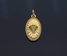 Load image into Gallery viewer, CZ Micro Pave Embossed Diamond On Oval Shape Pendant, Sku#F1229C