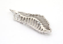 Load image into Gallery viewer, 56mm Large CZ Micro Pave Leaf Pendant with Jump Ring, Gold/Silver/Black/Rose Gold Plated, Cubic Zirconia Leaf Pendant/Charm,sku#F512