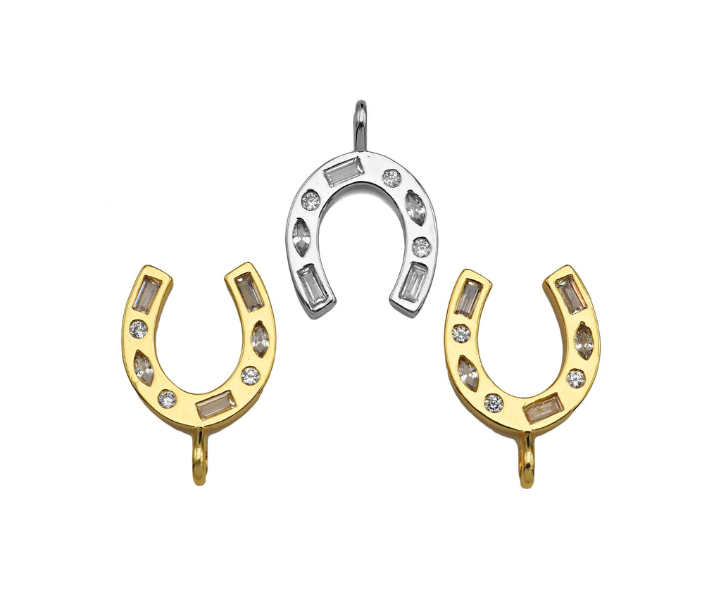 CZ Micro Pave Wishbone Shape Pendant, Cubic Zirconia Horseshoe Shape Charm, sku#L367