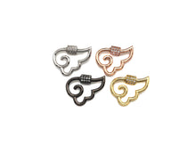 Load image into Gallery viewer, Clear CZ Micro pave Wing Clasp, CZ Pave Cloud Clasp, Gold/Silver/Rose Gold/Gunmetal Carabiner Clasp, 19x25mm, sku#H272