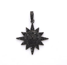 Load image into Gallery viewer, Black CZ Pave On Black Micro Pave Star Charm Beads, Cubic Zirconia Paved Star Charm,32x36mm, sku#F541