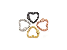 Load image into Gallery viewer, NEW Engraved Heart Shape Clasp, Heart Clasp, Gold/Silver/Rose Gold/Gunmetal Carabiner Clasp, 23mm, sku#H208