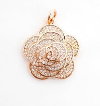 Load image into Gallery viewer, CZ Micro Pave Flower Pendant/Charm,Cubic Zirconia Paved Charm, Necklace Bracelet Charm Pendant, 23x25mm,sku#F493