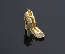 Load image into Gallery viewer, CZ Micro Pave High-heel Shoes Shape Charm/Pendant,  18x17x6mm, sku#F1265C