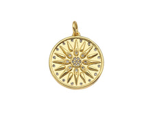 Load image into Gallery viewer, CZ Micro Pave Cupid's Arrow On Round Coin Shape Pendant,  Sku#F1369