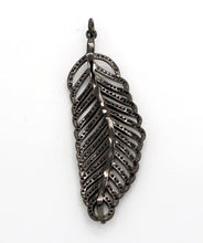 Load image into Gallery viewer, 56mm Large CZ Micro Pave Leaf Pendant with Jump Ring, Gold/Silver/Black/Rose Gold Plated, Cubic Zirconia Leaf Pendant/Charm,sku#F512