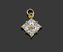 Load image into Gallery viewer, Gold Filled Big Clear CZ Micro Pave Flower Shape Pendant,14K Gold Filled Charm, Necklace Bracelet Charm Pendant,13x16mm,Sku#CP28